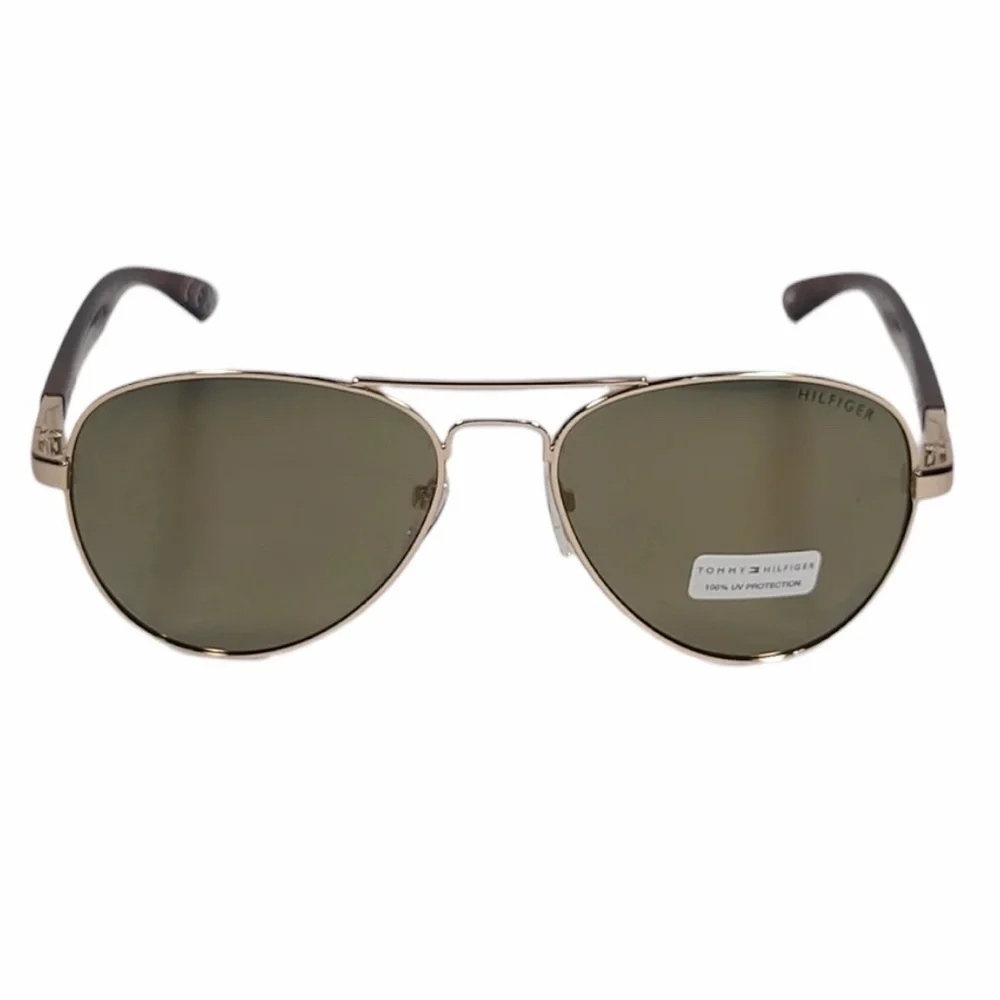 Tommy Hilfiger Benjamin Aviator Sunglasses Brown Tortoise Frame Gold Mirror Lens